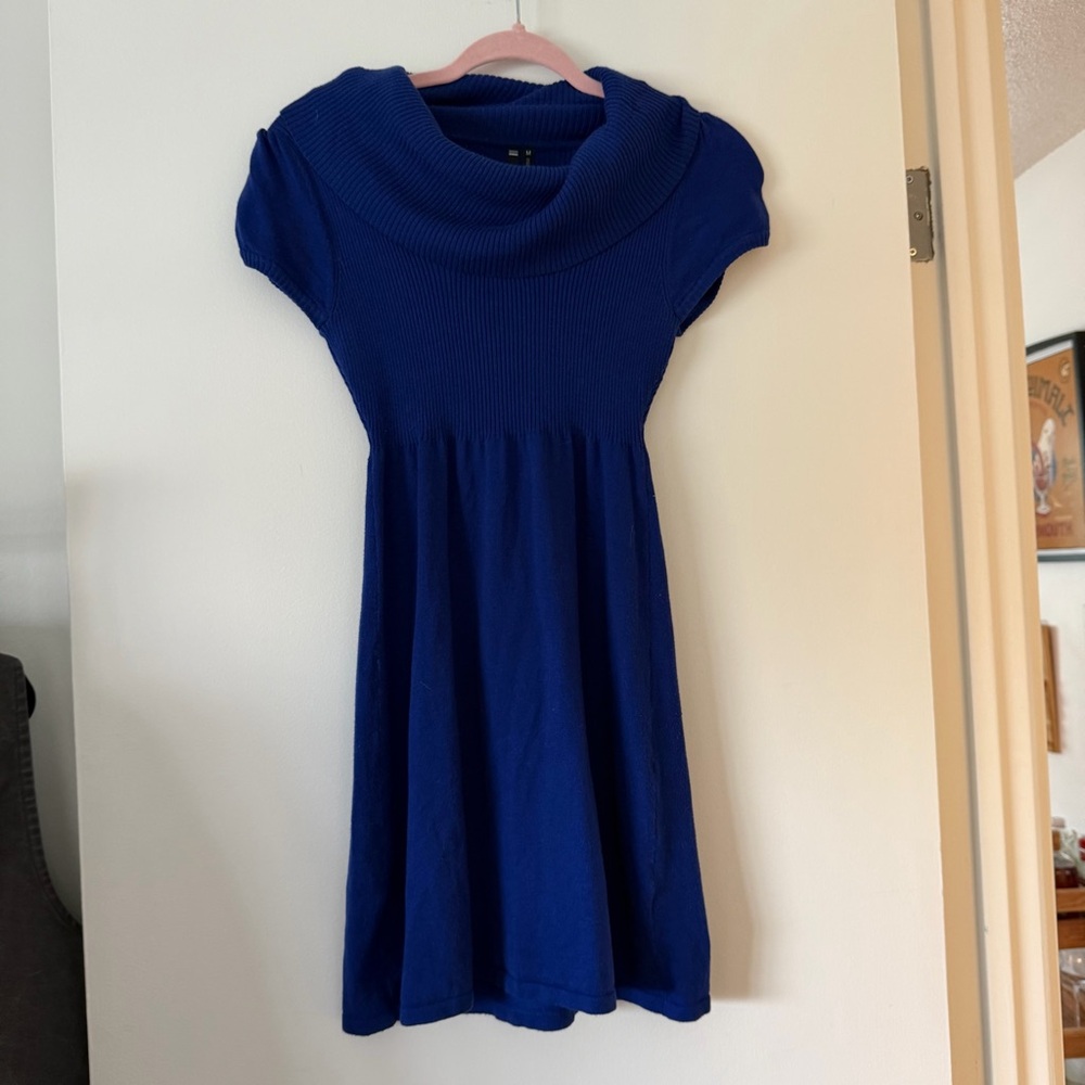Royal Blue Cowl Neck Sweater Dress